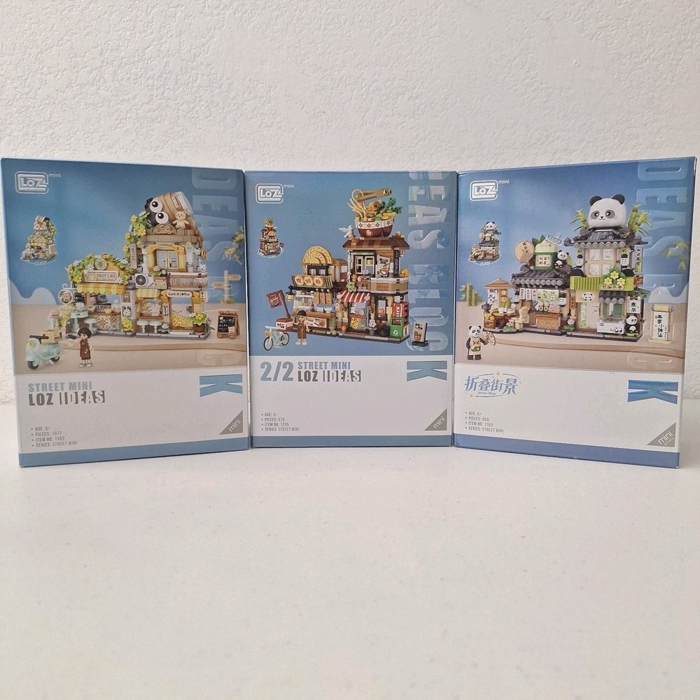 LOZ Ideas Street Mini Building Blocks Sets 1382 1383 & 1295 Panda Sushi Bee